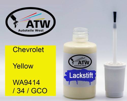 Chevrolet, Yellow, WA9414 / 34 / GCO: 20ml Lackstift, von ATW Autoteile West.